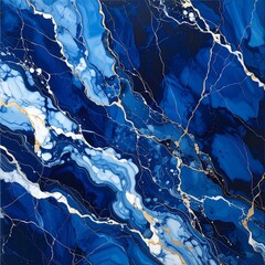 Abstract deep blue and gold marble pattern