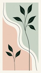 Abstract Botanical Art Print Minimalist Leaf Design