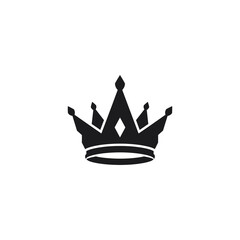 Simple black silhouette of a regal crown, a symbol of royalty and power.