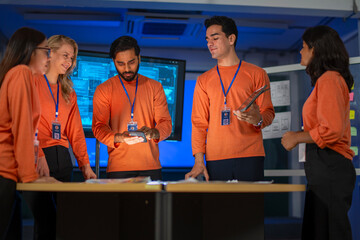 Group of employees are brainstorming for create mobile application.