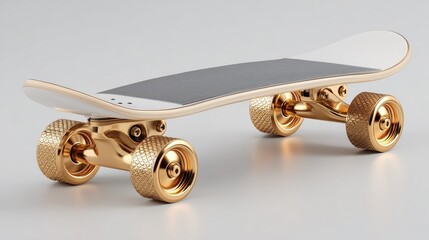 Luxury skateboard with golden wheels