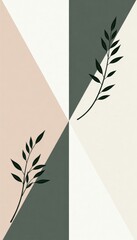 Abstract Botanical Illustration Minimalist Leaf Design for Backgrounds