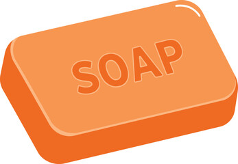 Bright orange bar of soap with 'soap' embossed detail cleanliness hygiene personal care hygiene product isolated on transparent background
