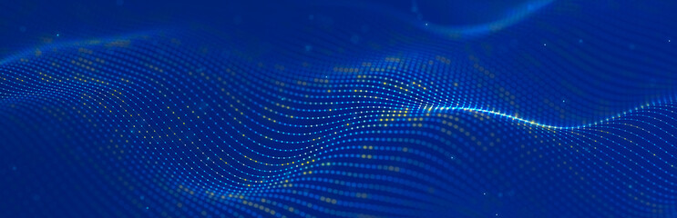 Colored music surface. Beautiful curved wave on a dark background. Digital technology background. 3D