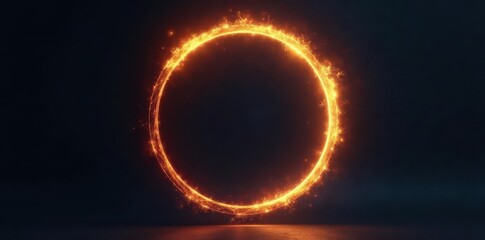 Abstract glowing gold circle on dark background, luxury, background