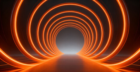 Naklejka premium Orange business technology light effect space main visual on a black background