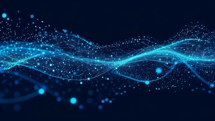 Fototapeta premium Futuristic Digital Circuit Network with Glowing Blue and Orange Light Burst