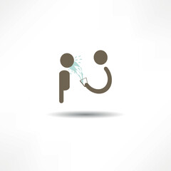 Water splashing fun with two stick figures enjoying a playful moment in a simple, minimalist setting