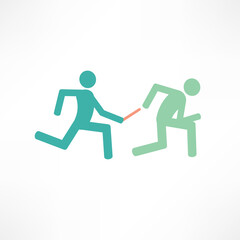 Running competition with two stick figures engaging in a race outdoors, showcasing movement and speed
