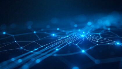 Obraz premium Futuristic Digital Circuit Network with Glowing Blue and Orange Light Burst