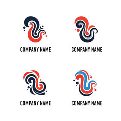 Fototapeta premium Abstract logo designs with swirling shapes and vibrant colors for branding.