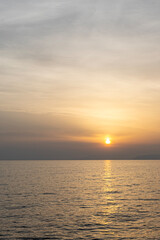 Sunset over the sea. Tyrrhenian Sea, Italy