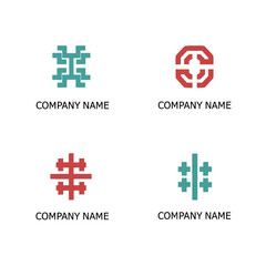 Obraz premium Four abstract geometric logos with company name placeholders.