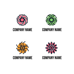Four Unique Abstract Circular Logos for Company Branding and Design.