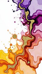 Abstract Fluid Art Background with Gold Glitter and Purple
