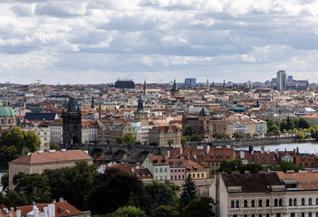 Fototapeta premium Prague cityscape. View of the city from above. Prague, Czech Republic.