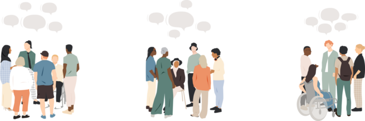 Set of people talking to each other. Communication concept. 