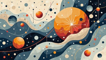 Abstract Space Illustration Planets, Stars, and Cosmic Design