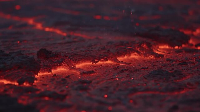 Intense heat radiates from fiery cracks in scorched earth, a mesmerizing display of natural power