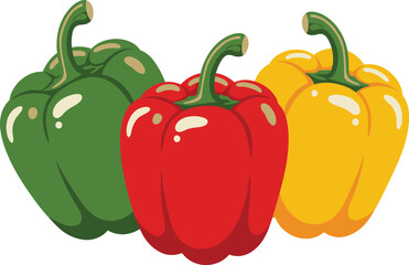 Vibrant bell peppers fresh produce healthy eating organic vegetables culinary ingredient food photography isolated on transparent background