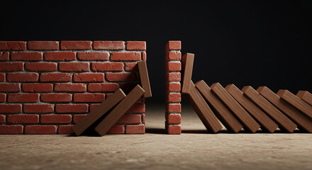 Breaking Barriers: A visual metaphor of obstacles falling, highlighting the themes of breakthrough, change and progress.