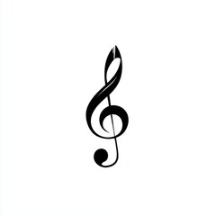 Obraz premium Black treble clef music note symbol isolated on white background sign of sound melody art and composition