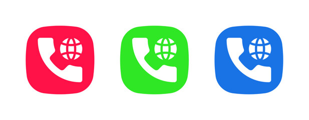 A set of three colorful icons (red, green, blue) featuring a phone with an exclamation mark (!), representing the Call Error/Failure feature or an urgent service notification.