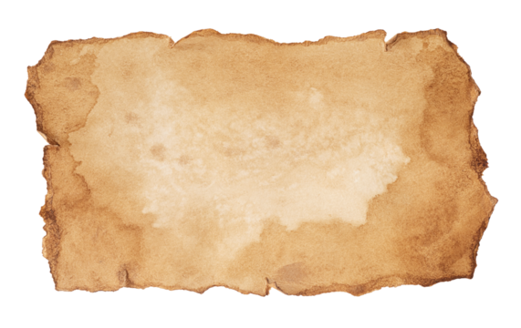 Old parchment paper sheet with vintage aged texture isolated on white background