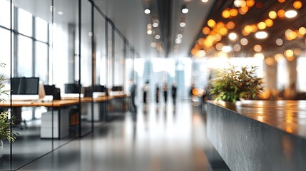 Modern Office Corridor With Blurred People And Contemporary Design