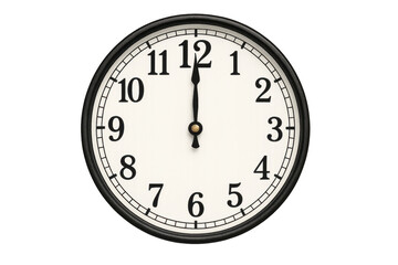 Analog clock showing twelve o'clock, deadline concept