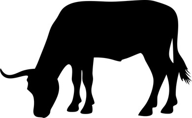 Cow Silhouette Vector | Farm Animal, Cattle, Bull, Dairy Clipart Design