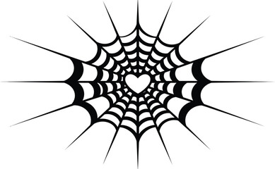 Fototapeta premium Intricate spider web design featuring a heart shape at the center perfect for halloween and romantic themes isolated on transparent background