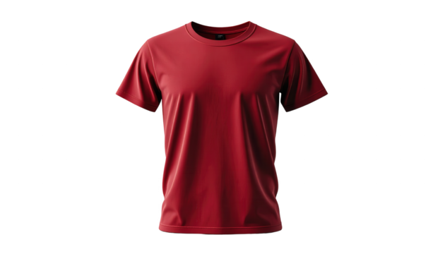 A vibrant red t-shirt stands out against a dark background, showcasing a smooth, even texture.