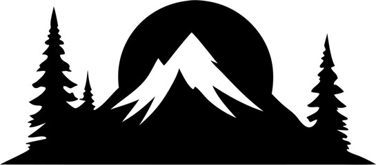 Mountains Silhouette Vector | Landscape, Peaks, Nature, Outdoor Clipart Design