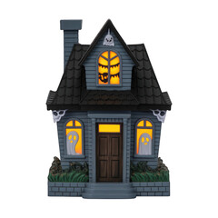 Spooky haunted house decoration for halloween on transparent background