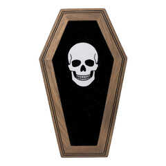 Skull in a coffin against a on transparent background