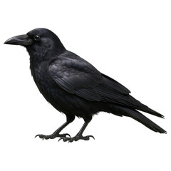 Black crow standing Isolated on Transparent Background