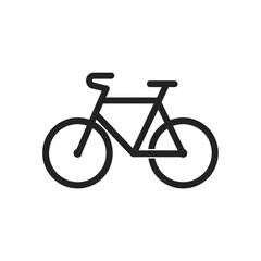 Simple, outlined illustration of a bicycle against a black background.