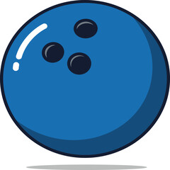 Classic blue bowling ball with three finger holes and shiny surface captured in a dynamic perspective isolated on transparent background