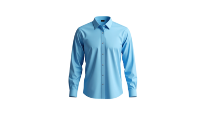 A light-blue dress shirt is showcased against a black background, highlighting its smooth texture and classic design.
