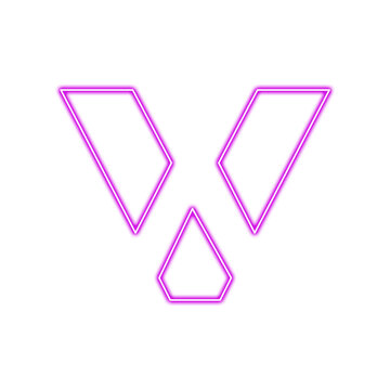 Neon valorant logo isolated on transparent background, glowing in vibrant pink color