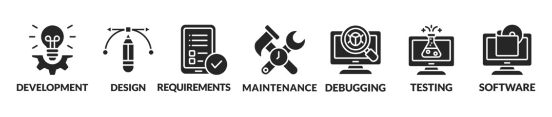 Agile development software business web computer agility concept. Vector illustration with icons