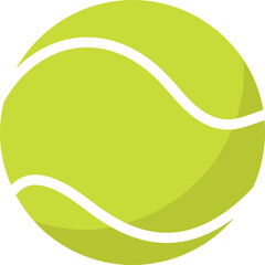 Bright yellow green tennis ball graphic with white seams ideal for sports websites and marketing materials isolated on transparent background