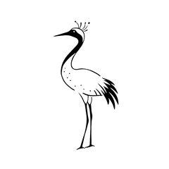 Obraz premium Crane. Crane simple black and white line art vector logo