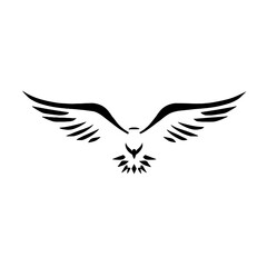 Obraz premium Hawk. Hawk simple black and white line art vector logo