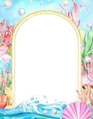 Watercolor mermaid frame
