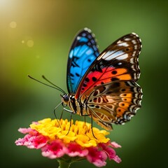 Obraz premium Vibrant Butterfly on Lantana Flower A Colorful Natural Beauty
