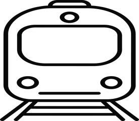 Modern train frontal view icon symbol transport transportation railway locomotive public transit passenger travel journey adventure concept isolated on transparent background
