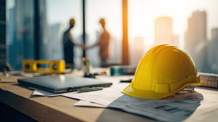 Construction Project Meeting With Safety Helmet