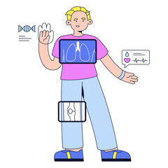 Man testing latest medical technology 